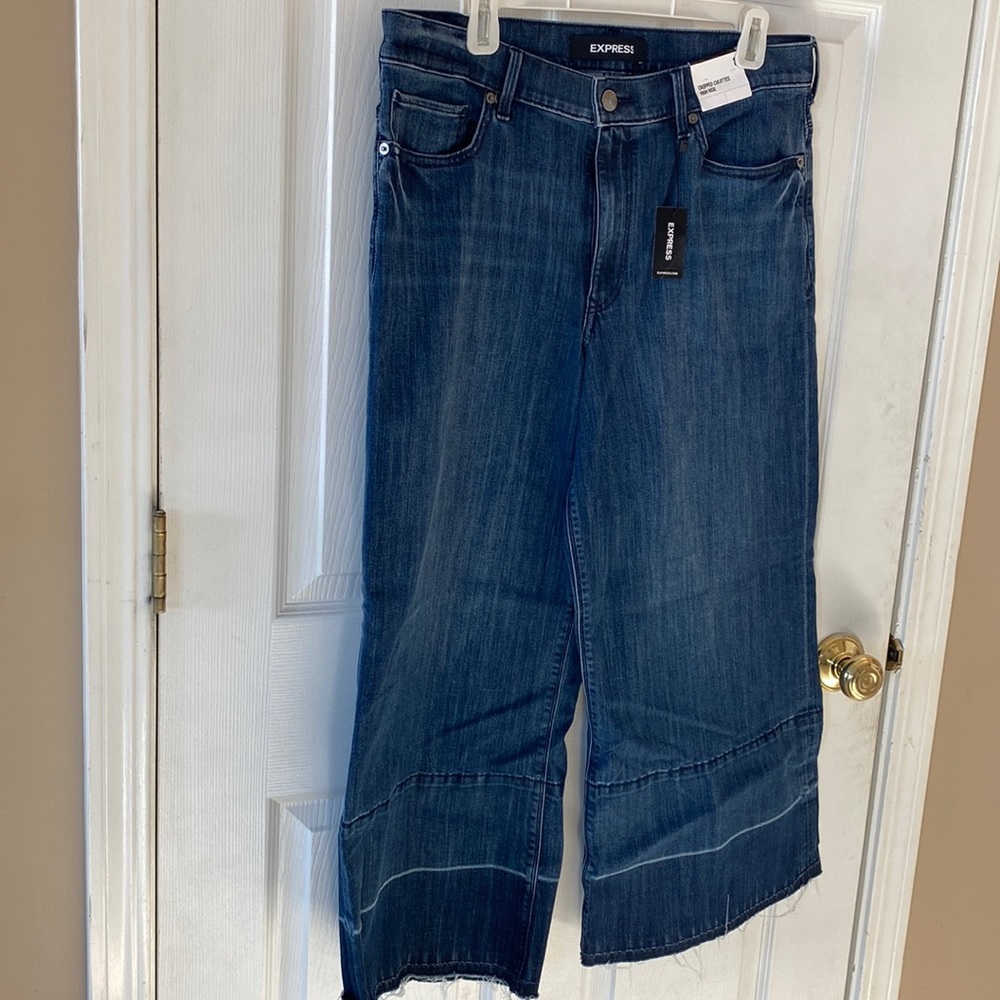 NWT Express high rise denim wide leg Culottes size 14